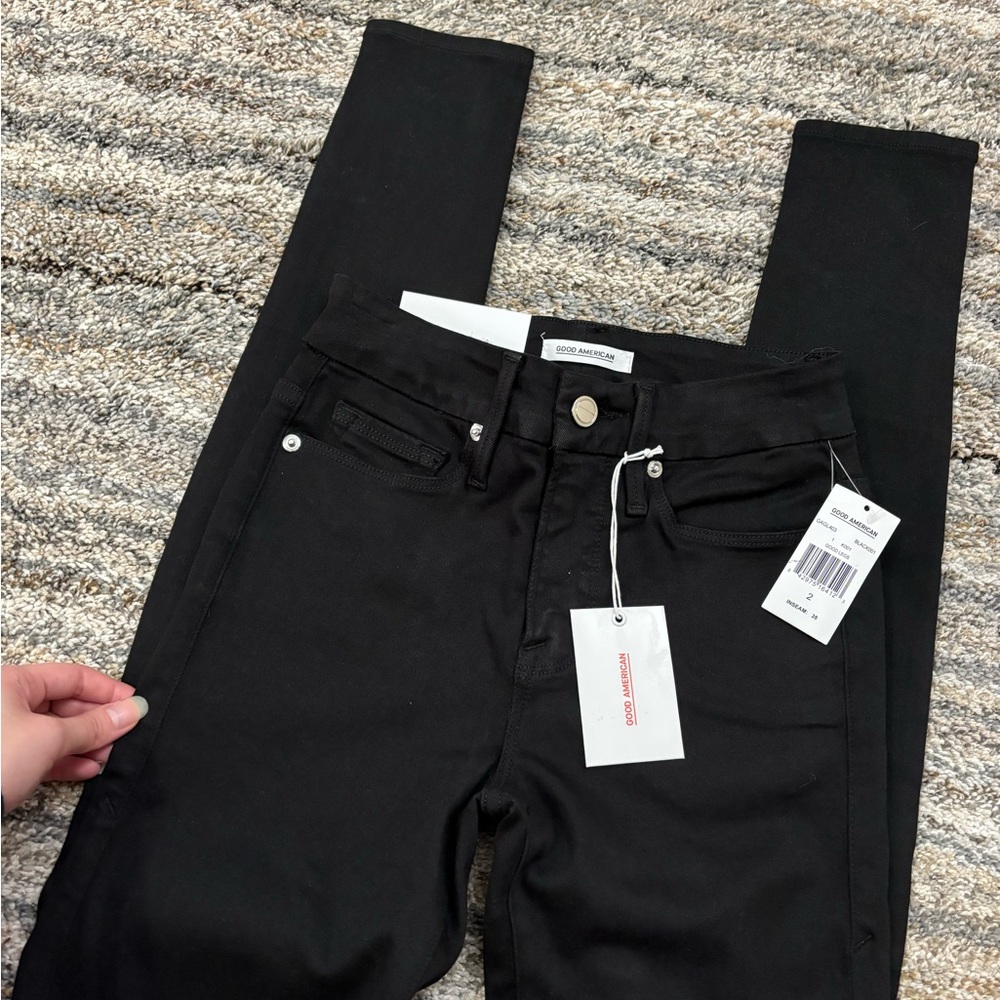 Good American Black High Rise Skinny Jeans Sz 2/26 NWT | Good American Good Legs - Picture 8 of 16